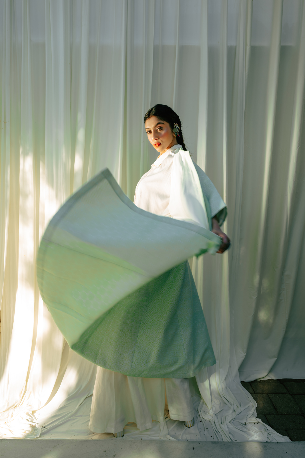 Front Open Long jacket With Bow Tie Detail