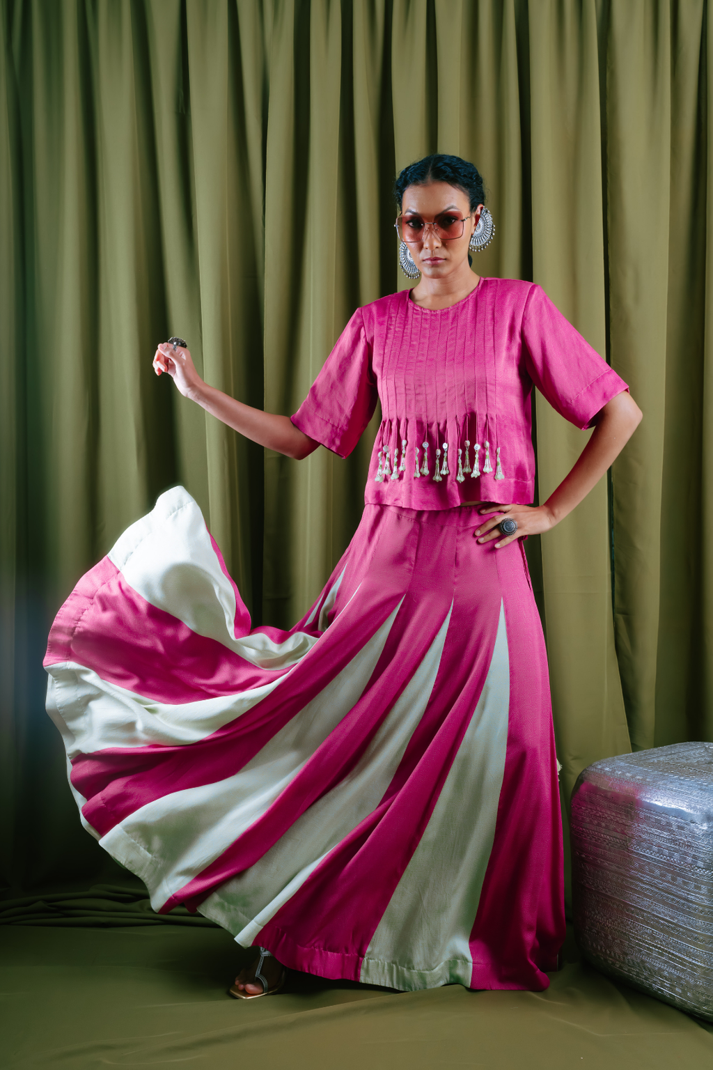 Panelled Skirt With Godet Inserts For Added Flare