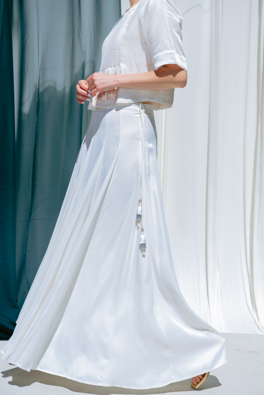 Panelled Skirt With Godet Inserts For Added Flare