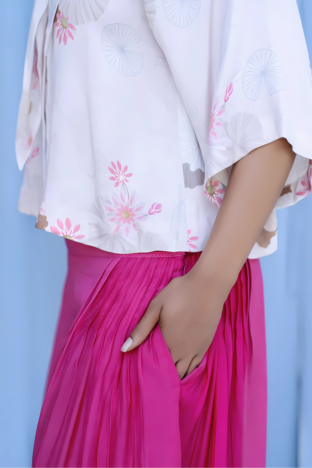 Panelled Pants with Side Gathers