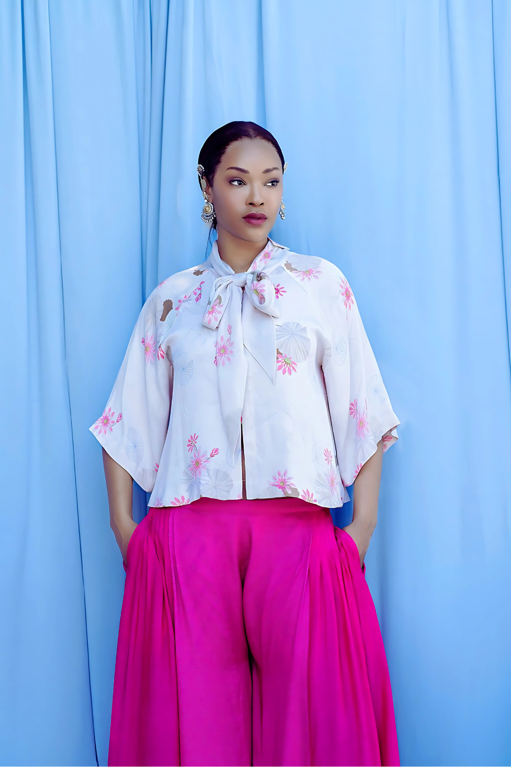 Panelled Pants with Side Gathers