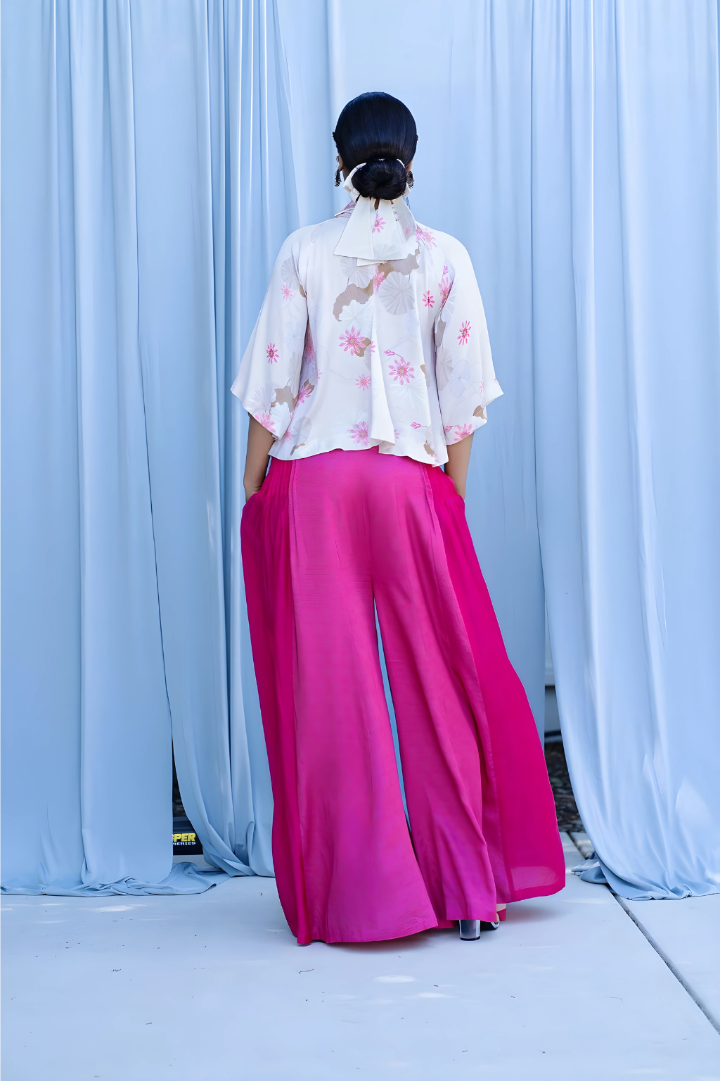 Panelled Pants with Side Gathers