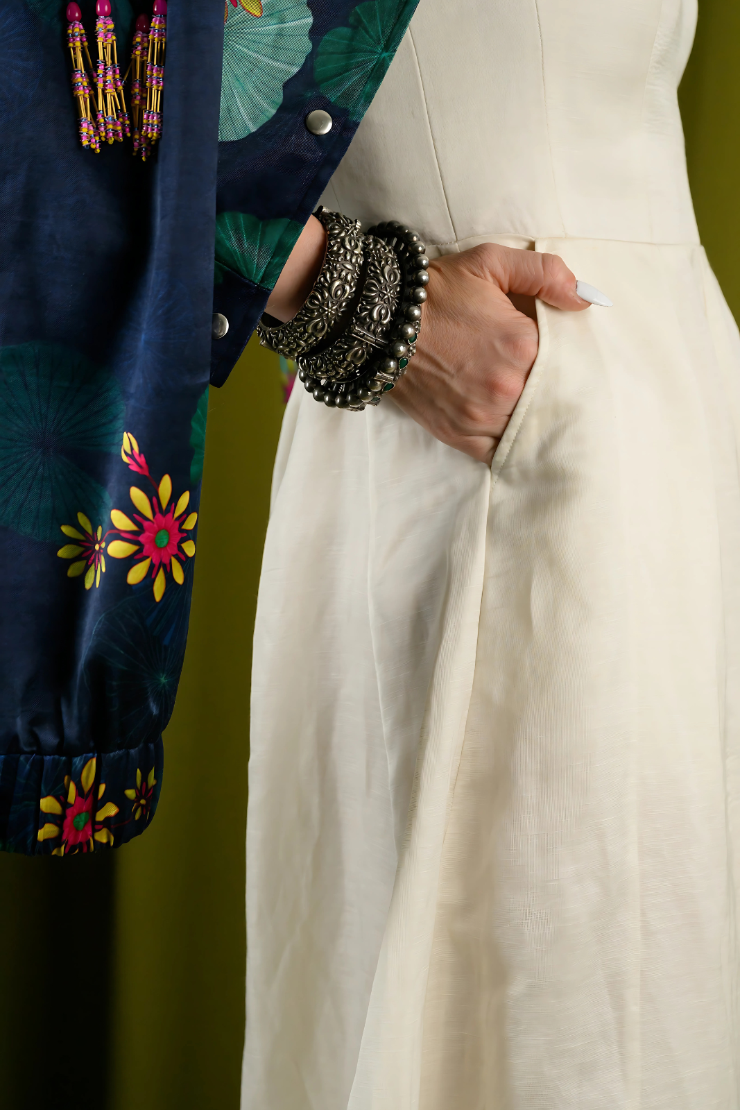 Panelled Fit & Flare Off Shoulder Jumpsuit