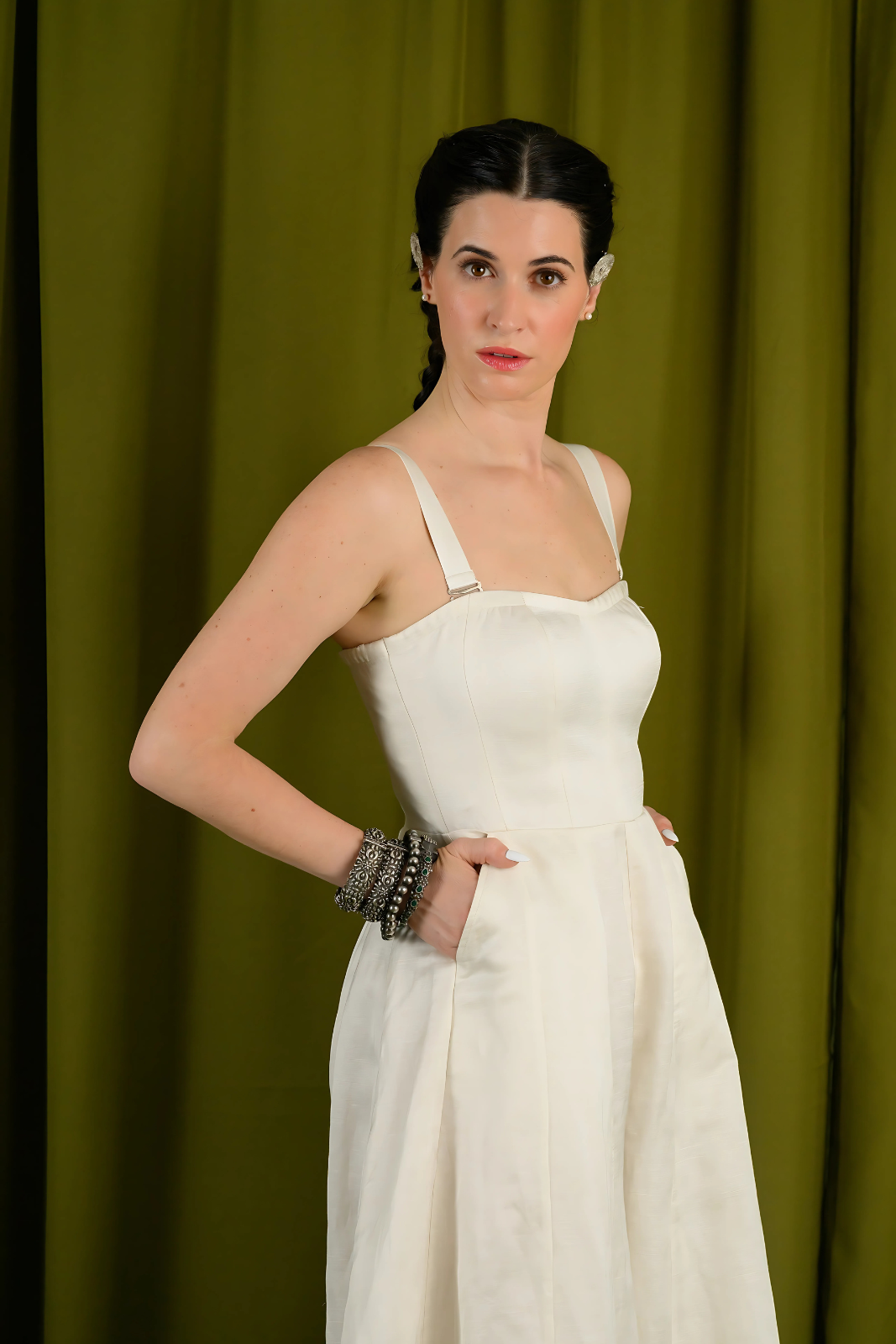 Panelled Fit & Flare Off Shoulder Jumpsuit