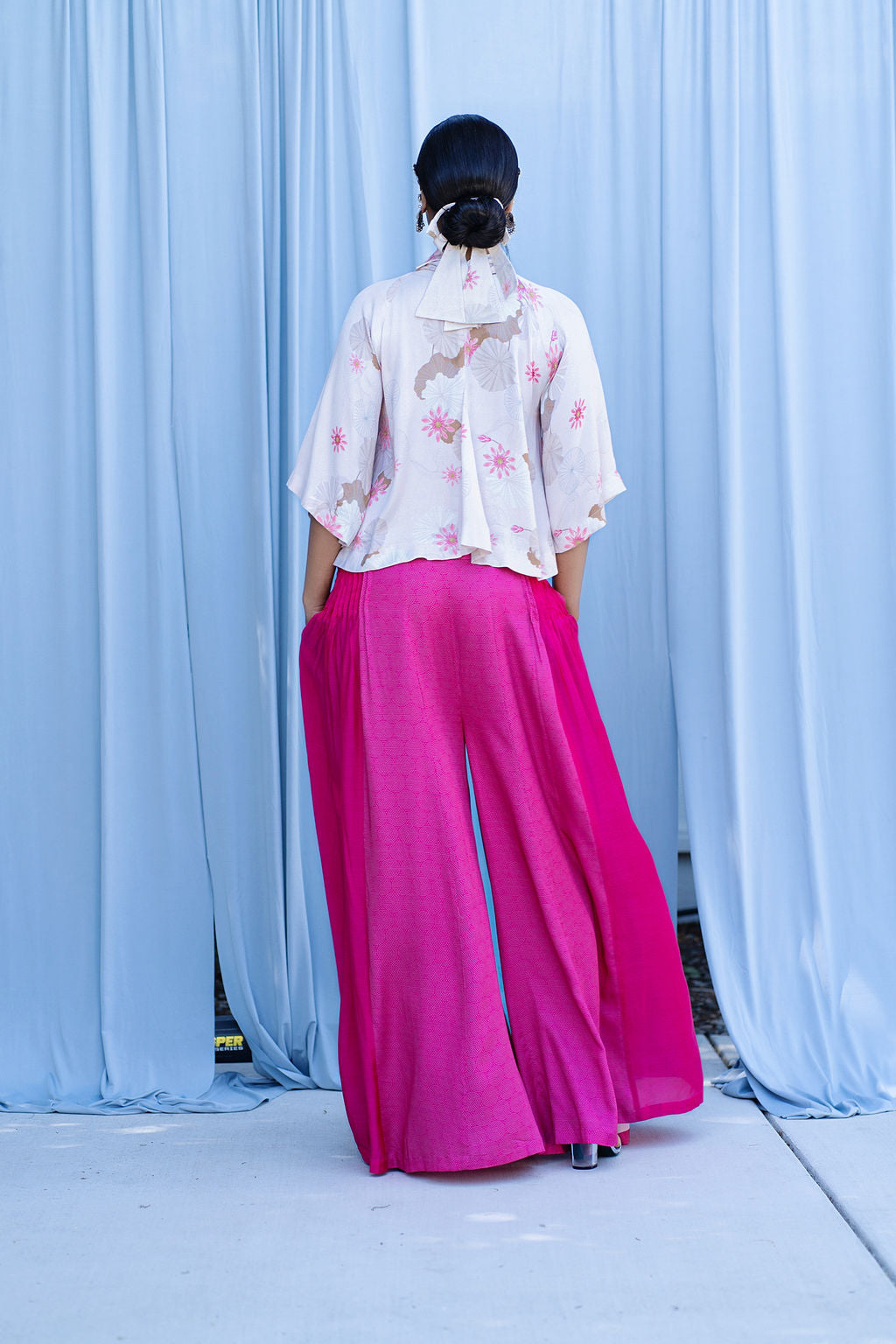 Raglan Sleeve Top With Back Godet Insert