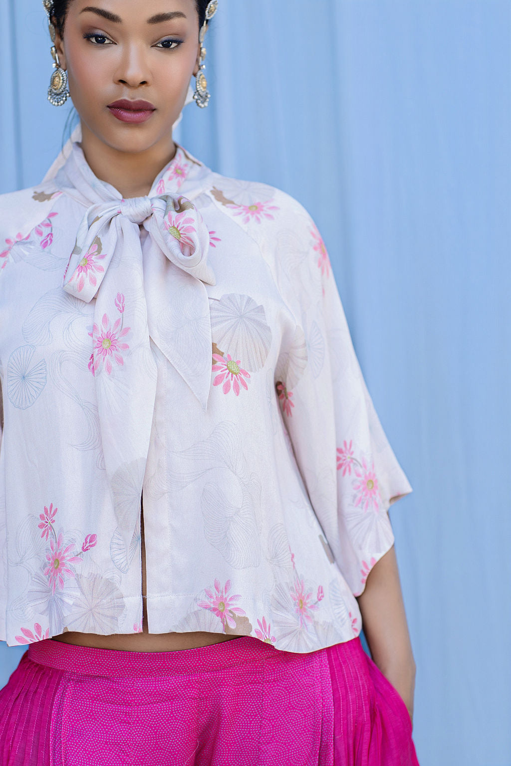 Raglan Sleeve Top With Back Godet Insert