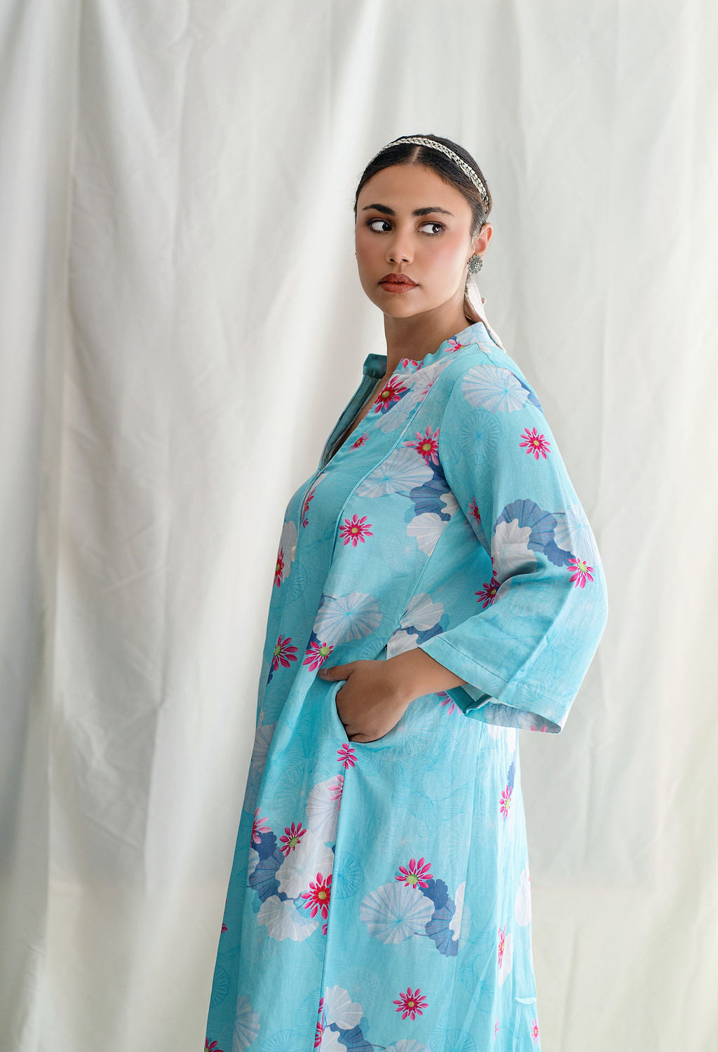 Panelled A line Midi Dress Print