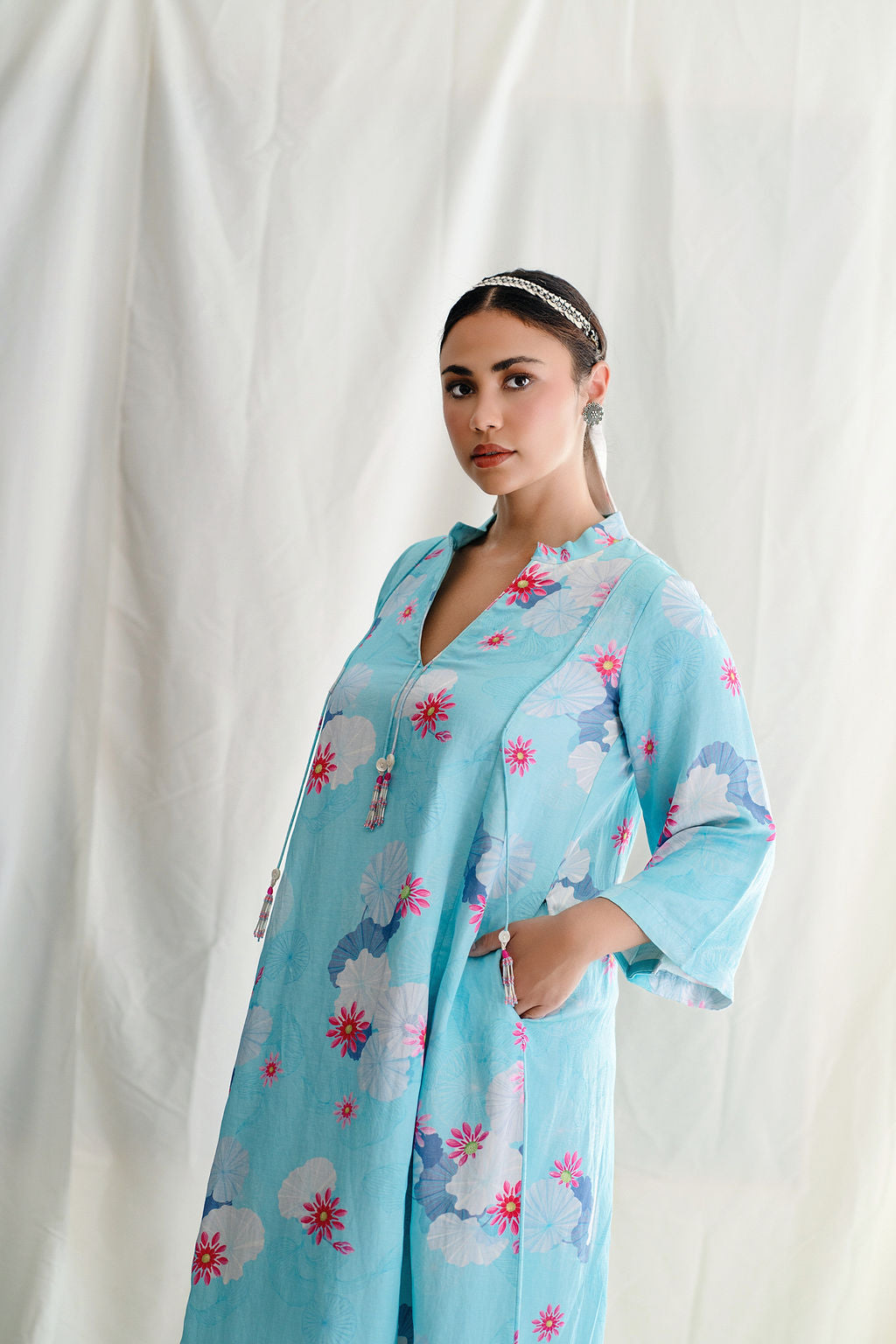 Panelled A line Midi Dress Print