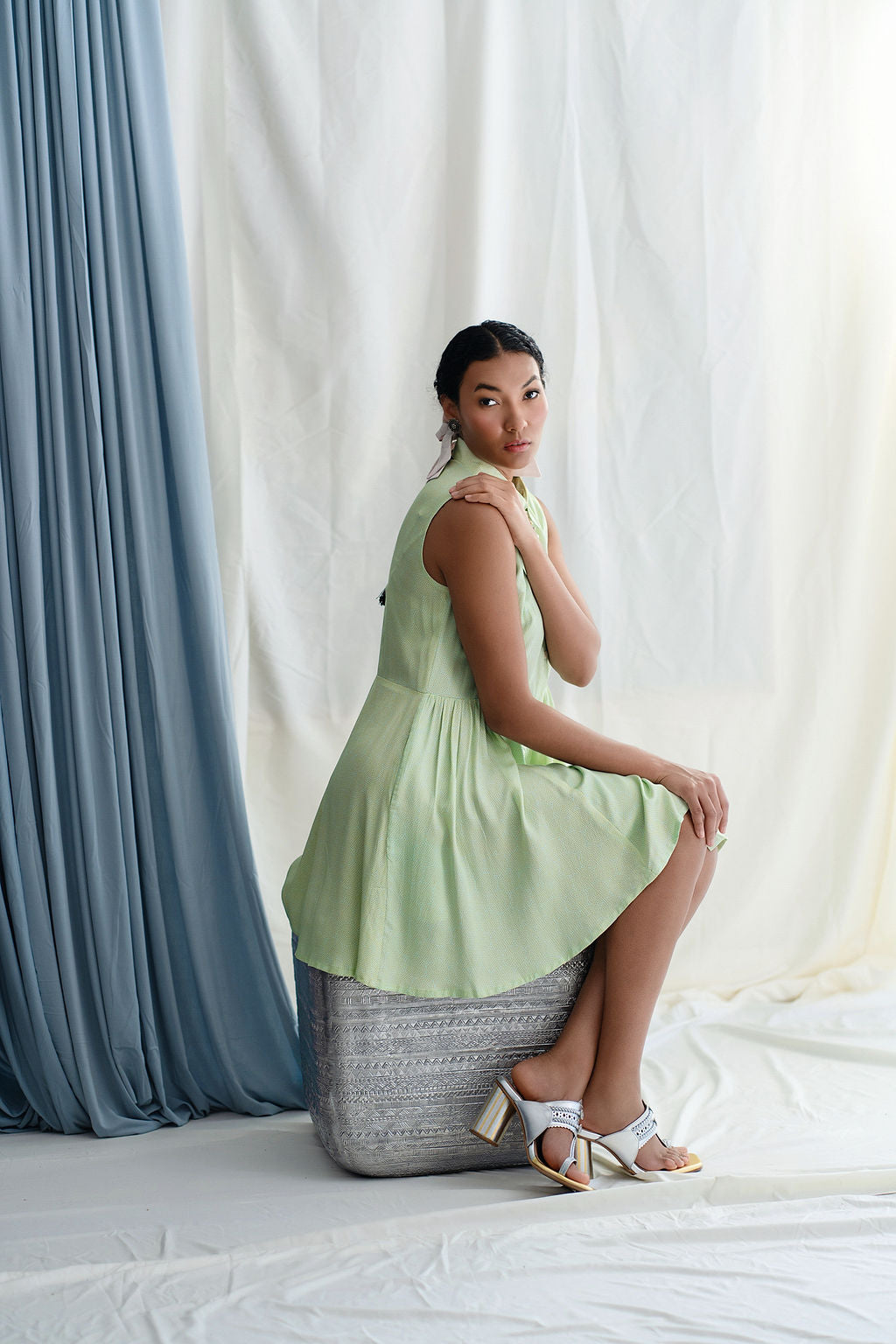 Short Shirt dress with side gathers