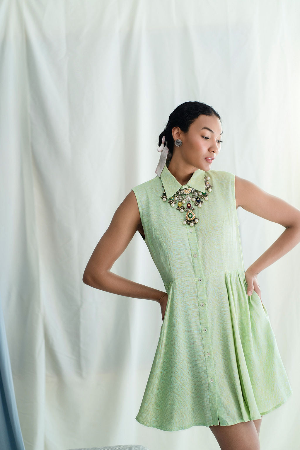 Short Shirt dress with side gathers