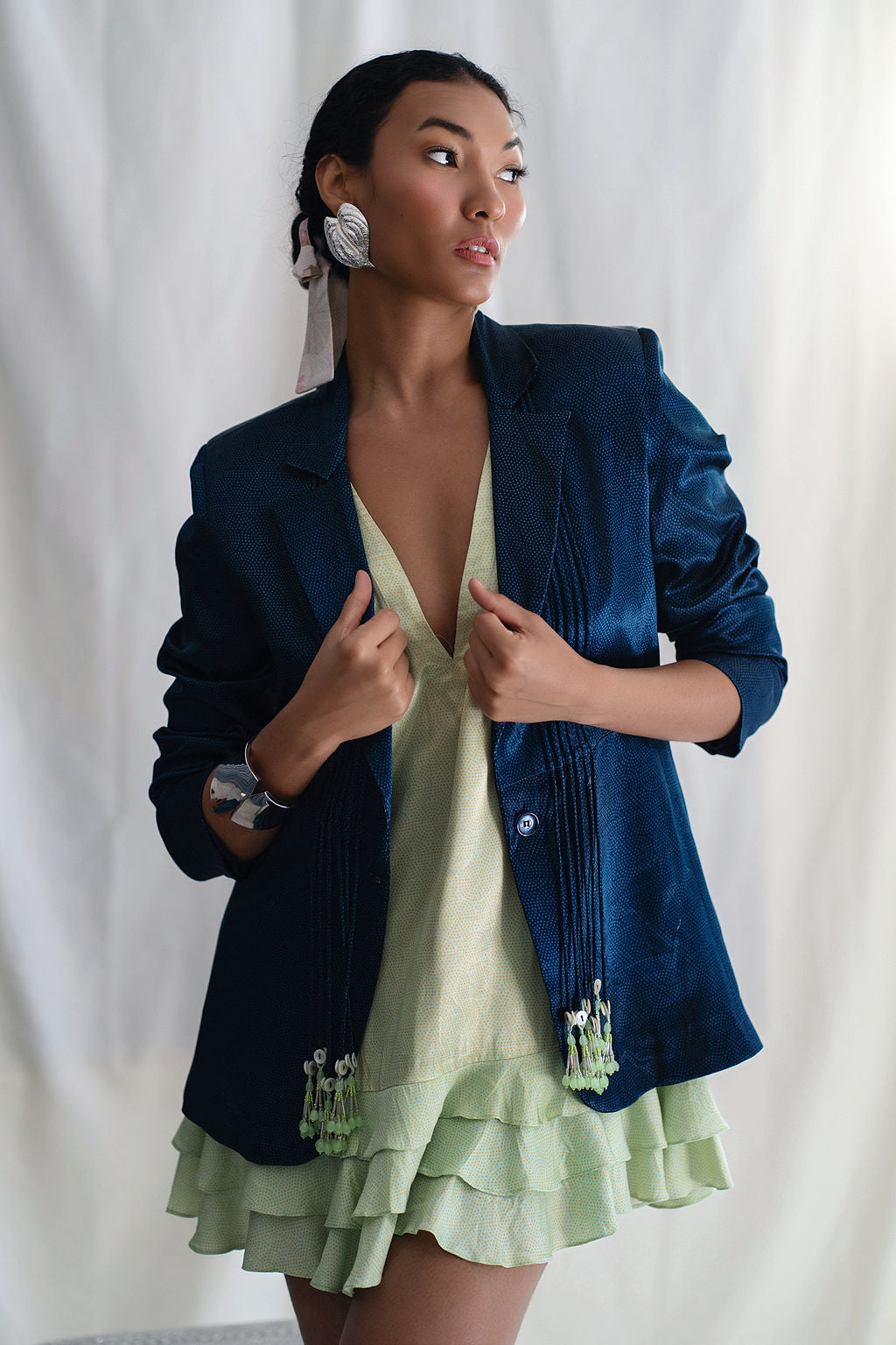 Front Open Blazer With Tassel