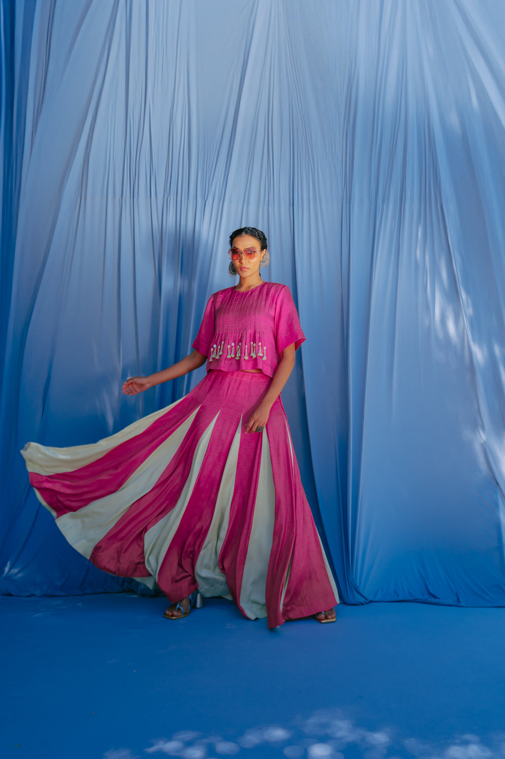 Panelled Skirt With Godet Inserts For Added Flare