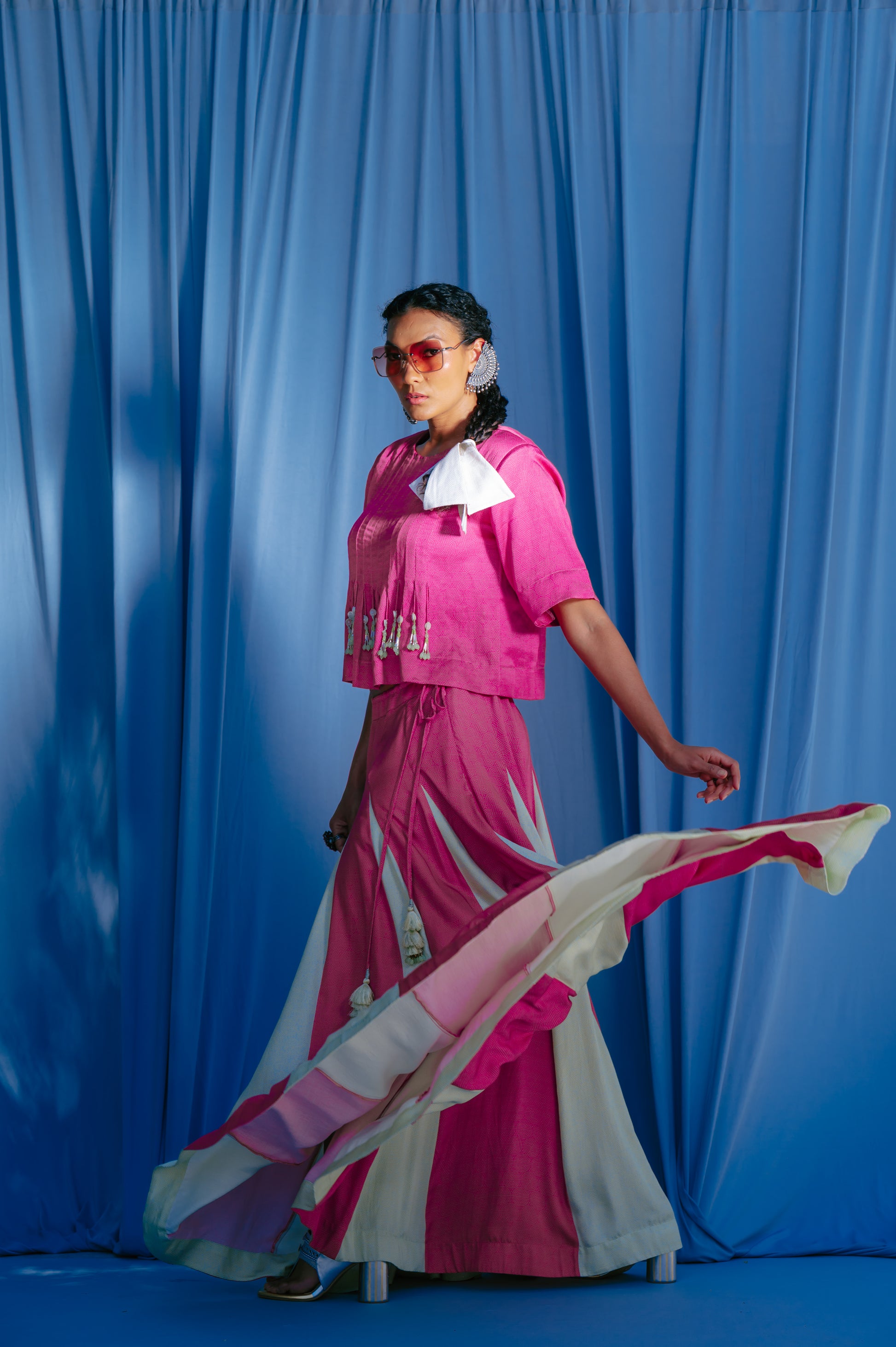 Panelled Skirt With Godet Inserts For Added Flare