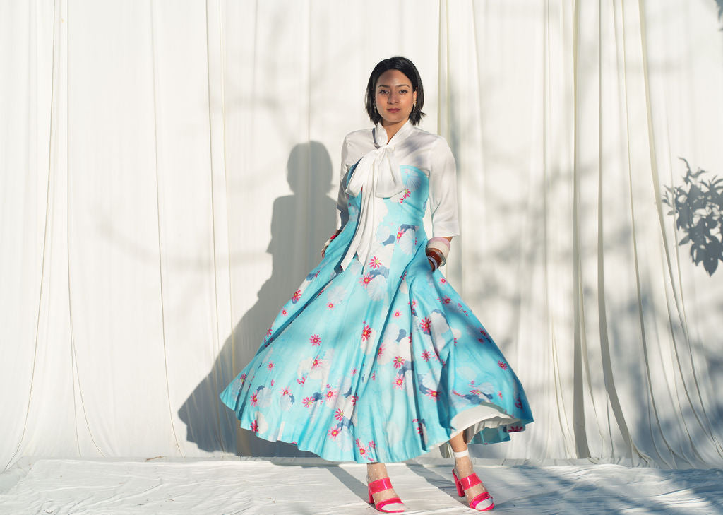 FIT AND FLARE DRESS WITH DETACHABLE STRAPS