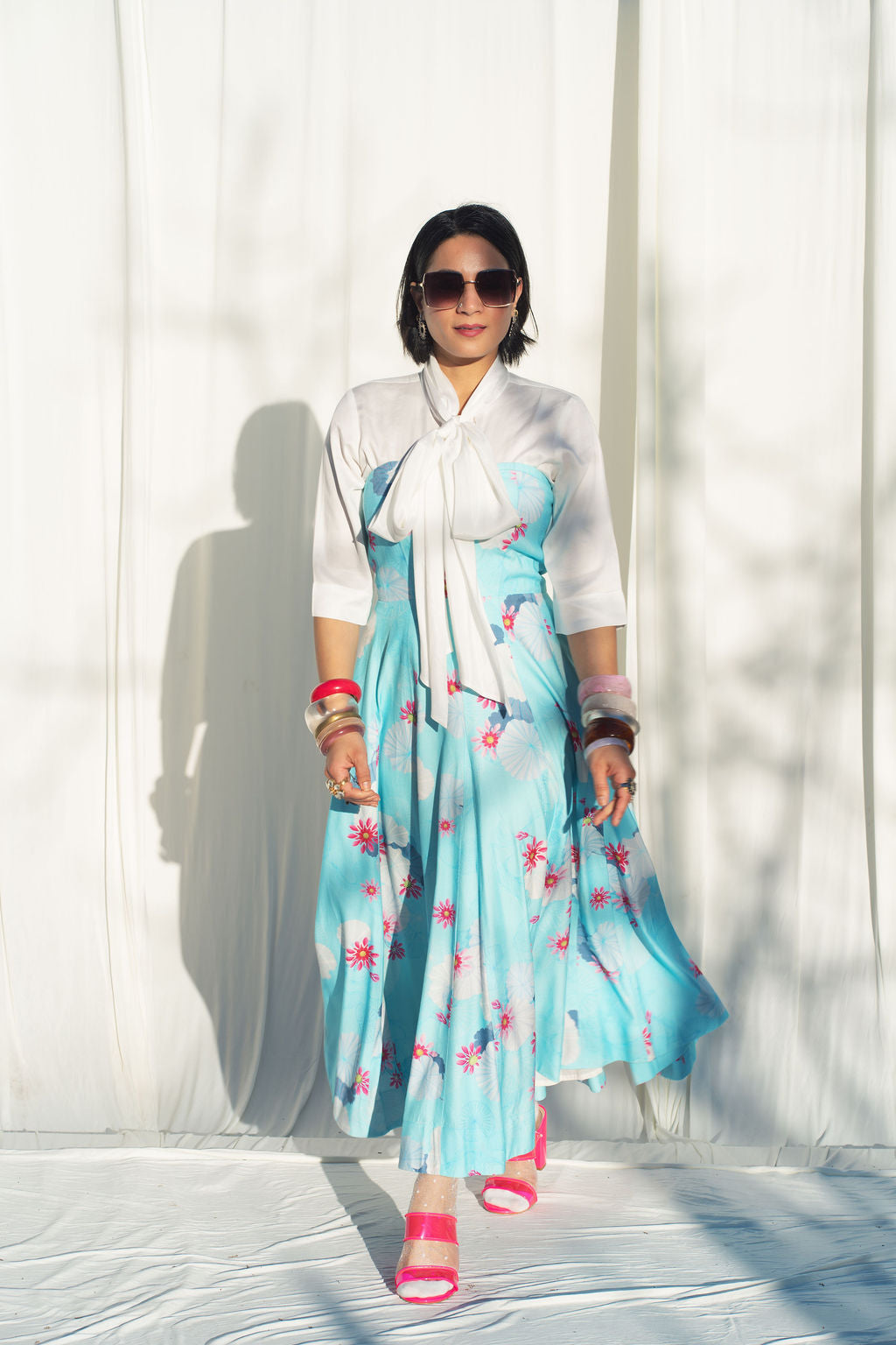 FIT AND FLARE DRESS WITH DETACHABLE STRAPS