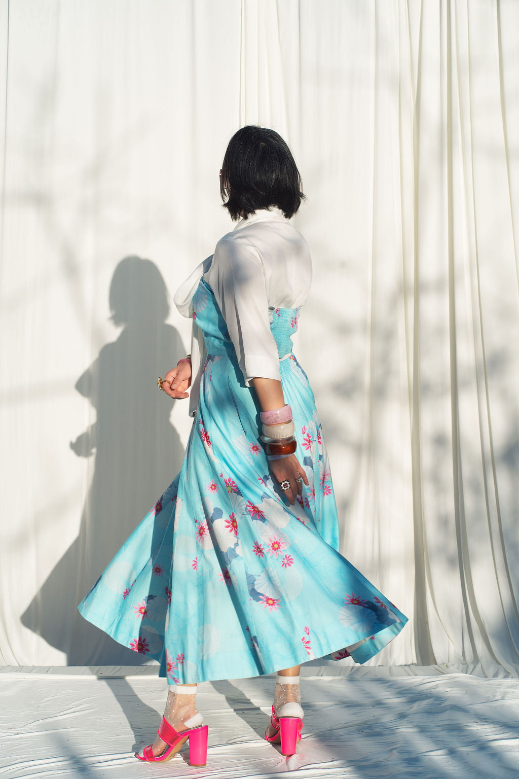FIT AND FLARE DRESS WITH DETACHABLE STRAPS
