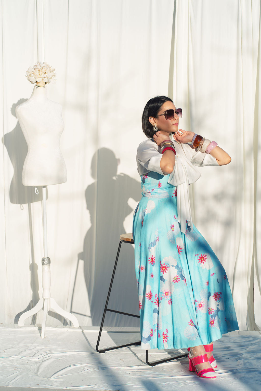 FIT AND FLARE DRESS WITH DETACHABLE STRAPS