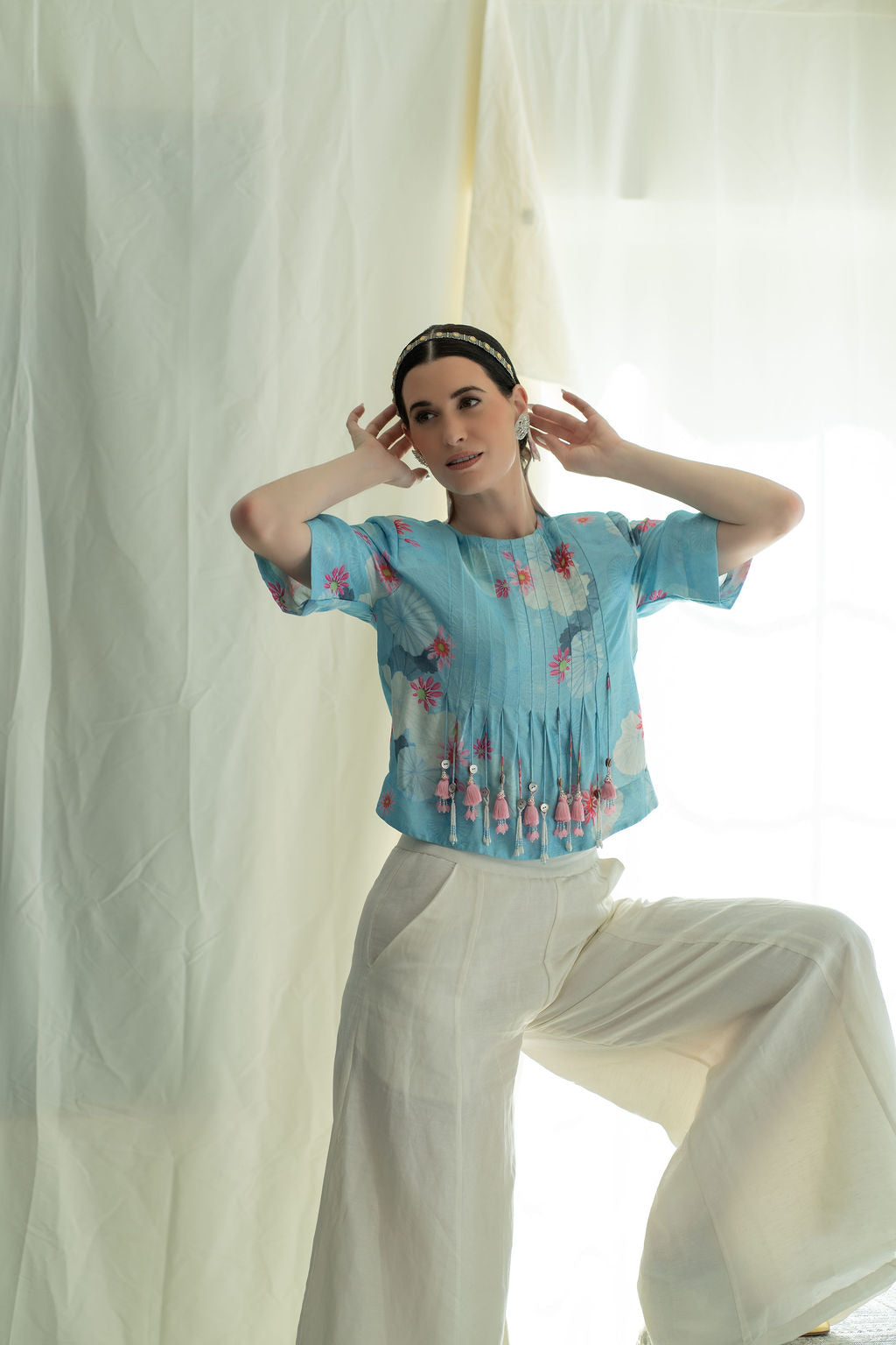 Panelled flared pants