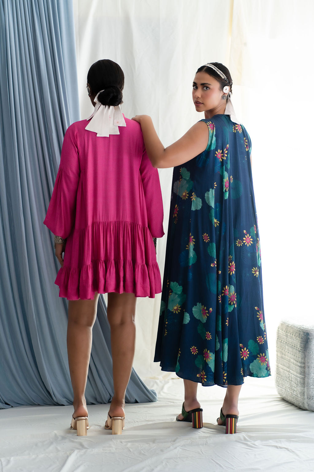 Tiered dress with button down yoke