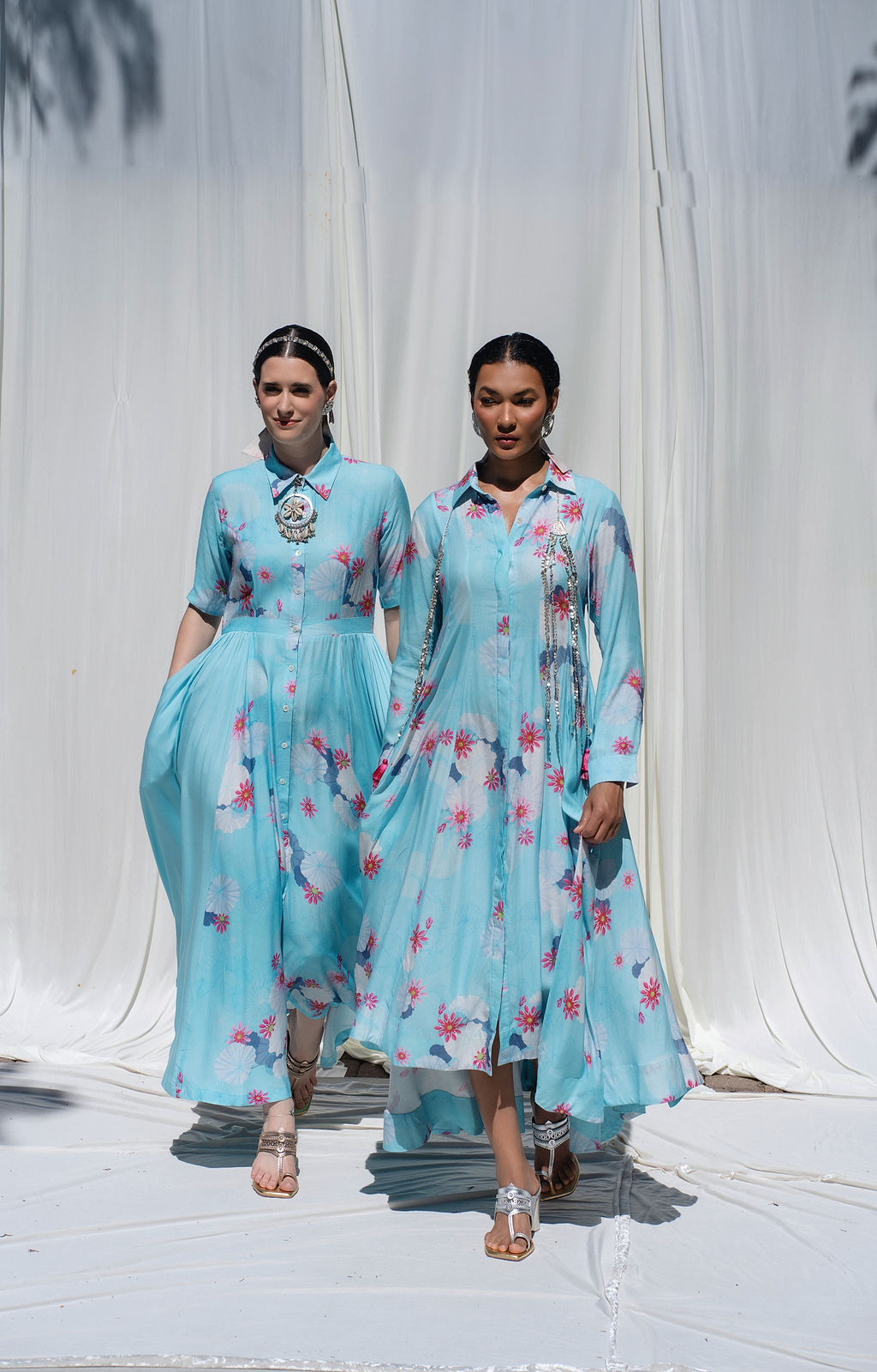 Long Shirt Dress With Side Gathers