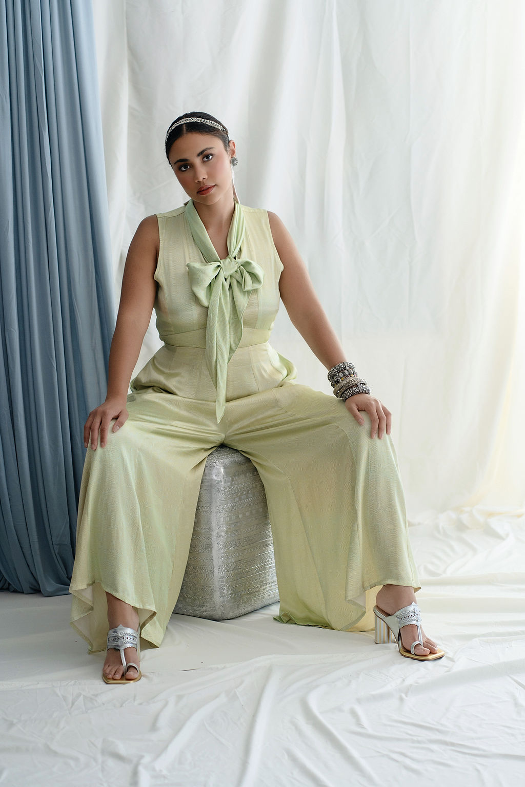 SLEEVELESS Fit and flare panelled jumpsuit