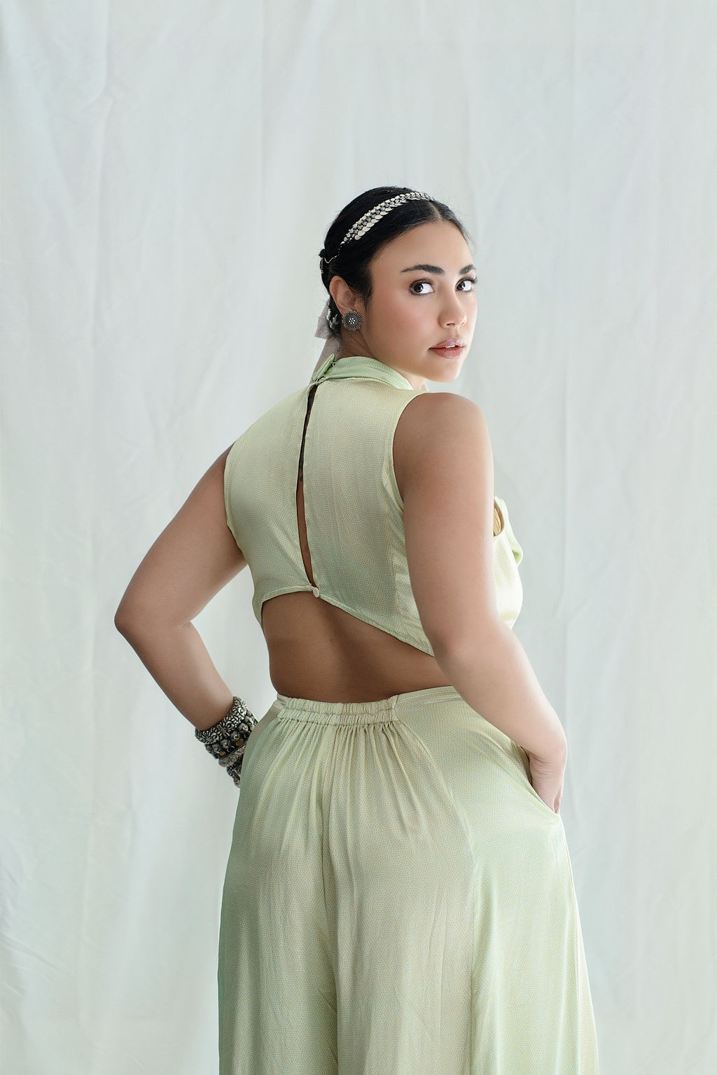 SLEEVELESS Fit and flare panelled jumpsuit