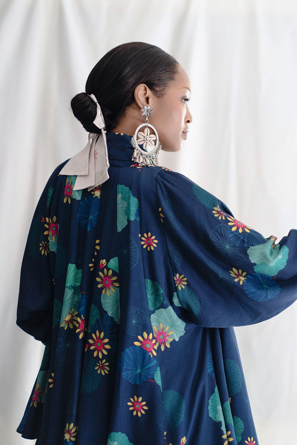 Tiered Flared Dress With Bowtie