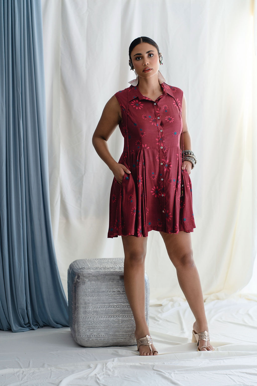 Short Shirt Dress With Side Gathers