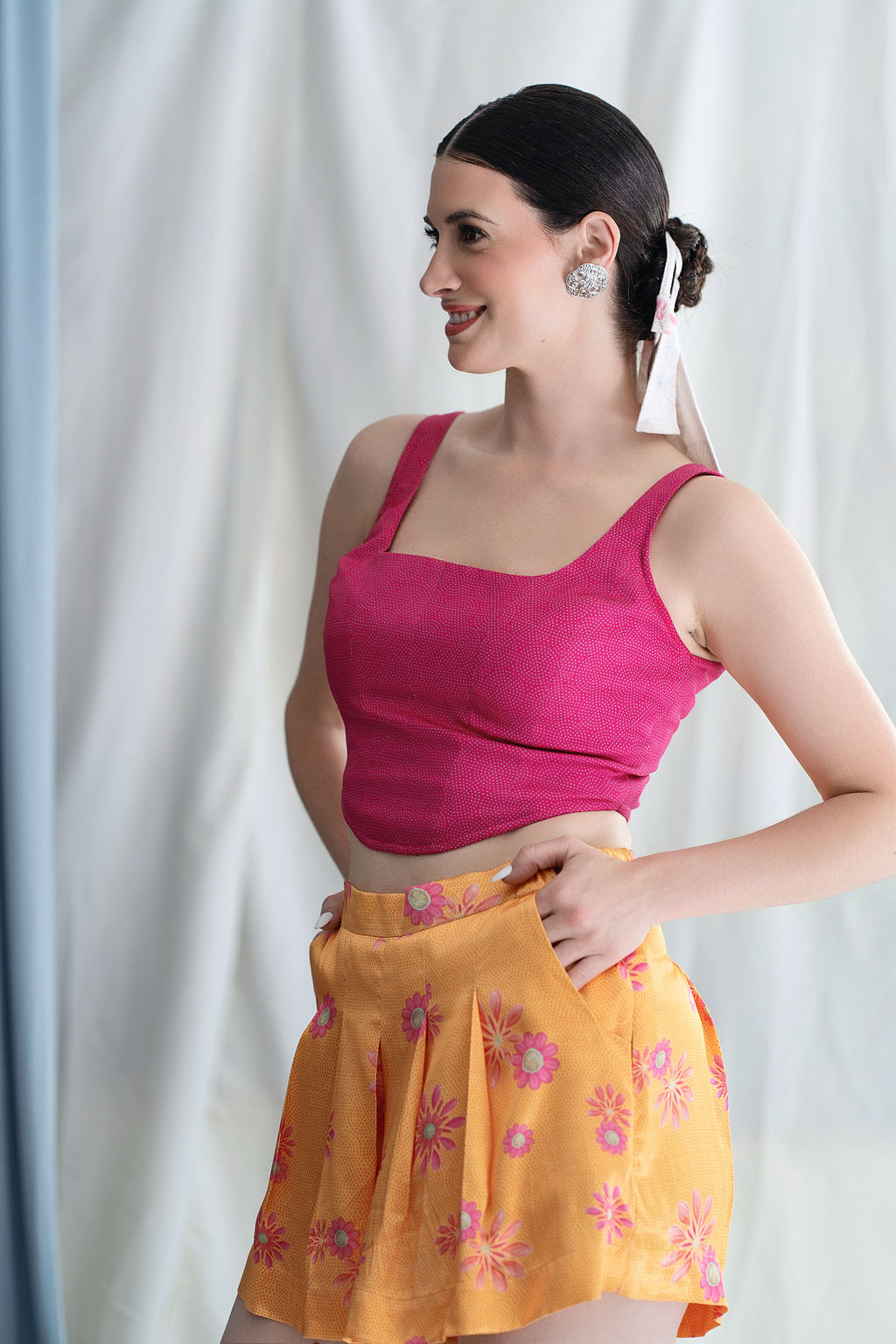 Pleated High Waist Shorts