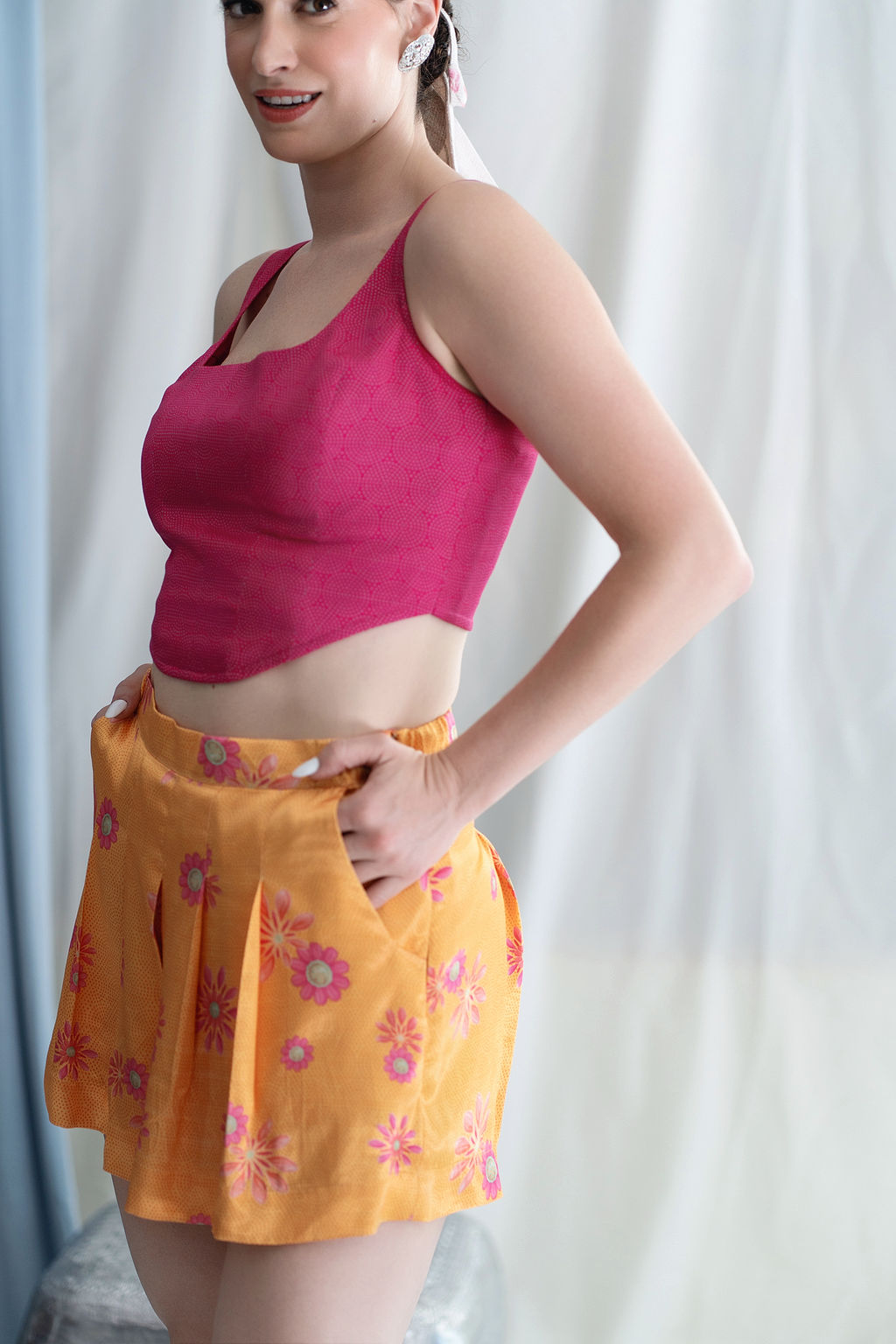 Pleated High Waist Shorts