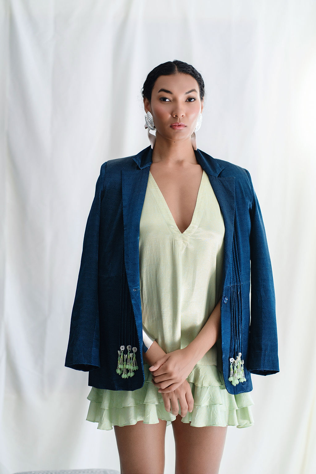 Front Open Blazer With Tassel