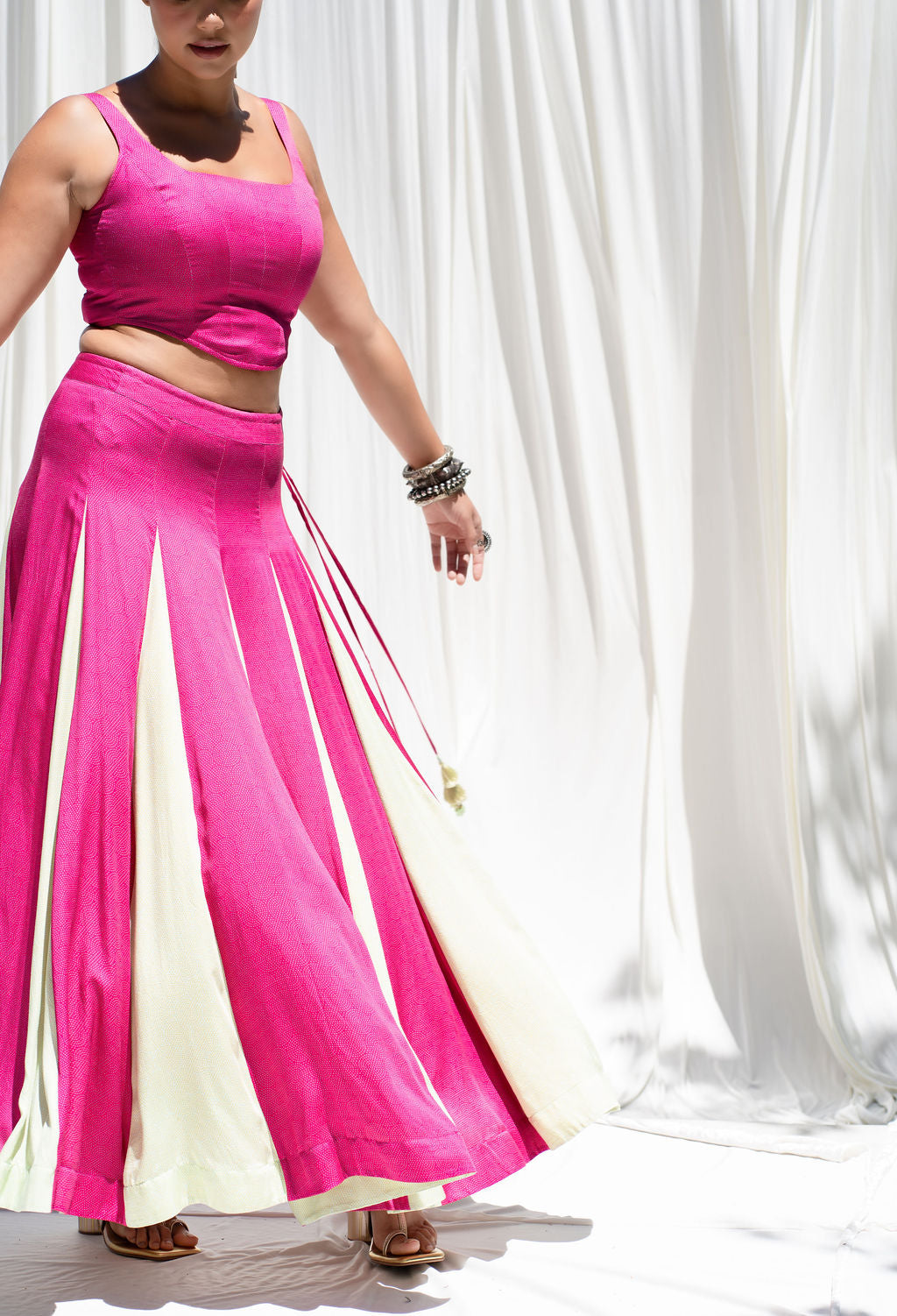 Panelled Skirt With Godet Inserts For Added Flare