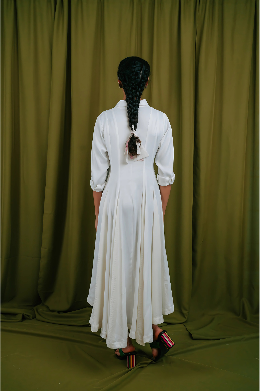 Panelled Asymmetric Hem Dress With Godet Inserts For Added Flare