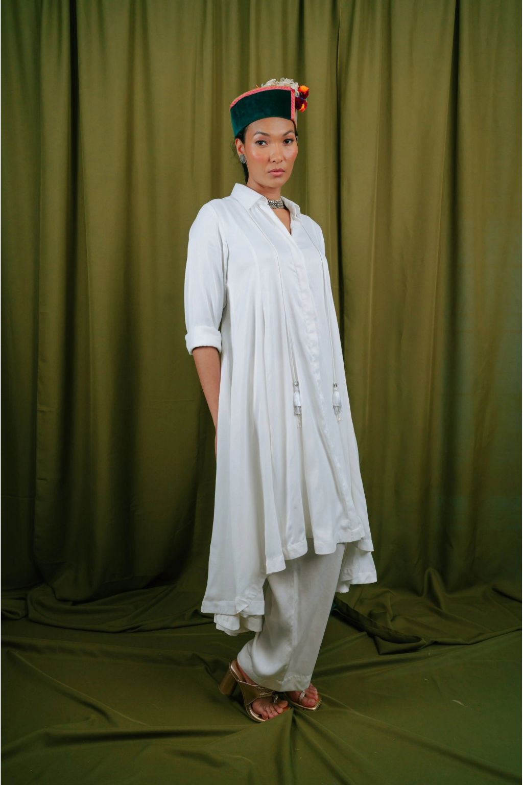 Panelled Asymmetric Hem Dress With Godet Inserts For Added Flare