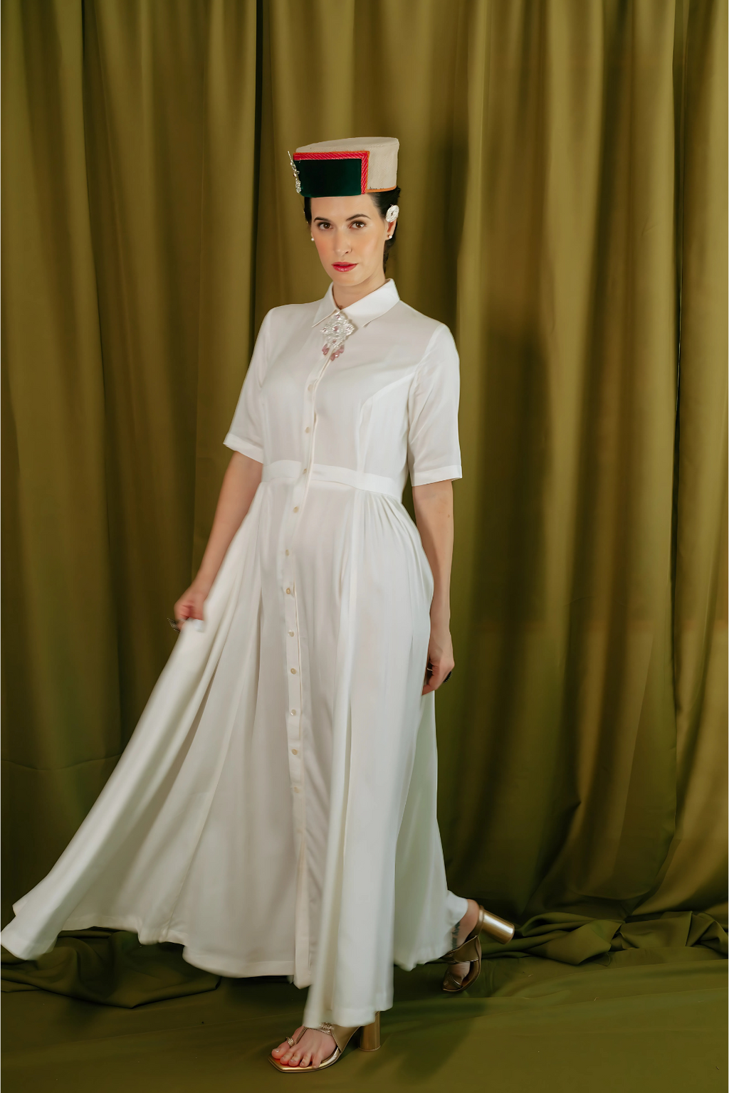 Long Shirt Dress With Side Gathers