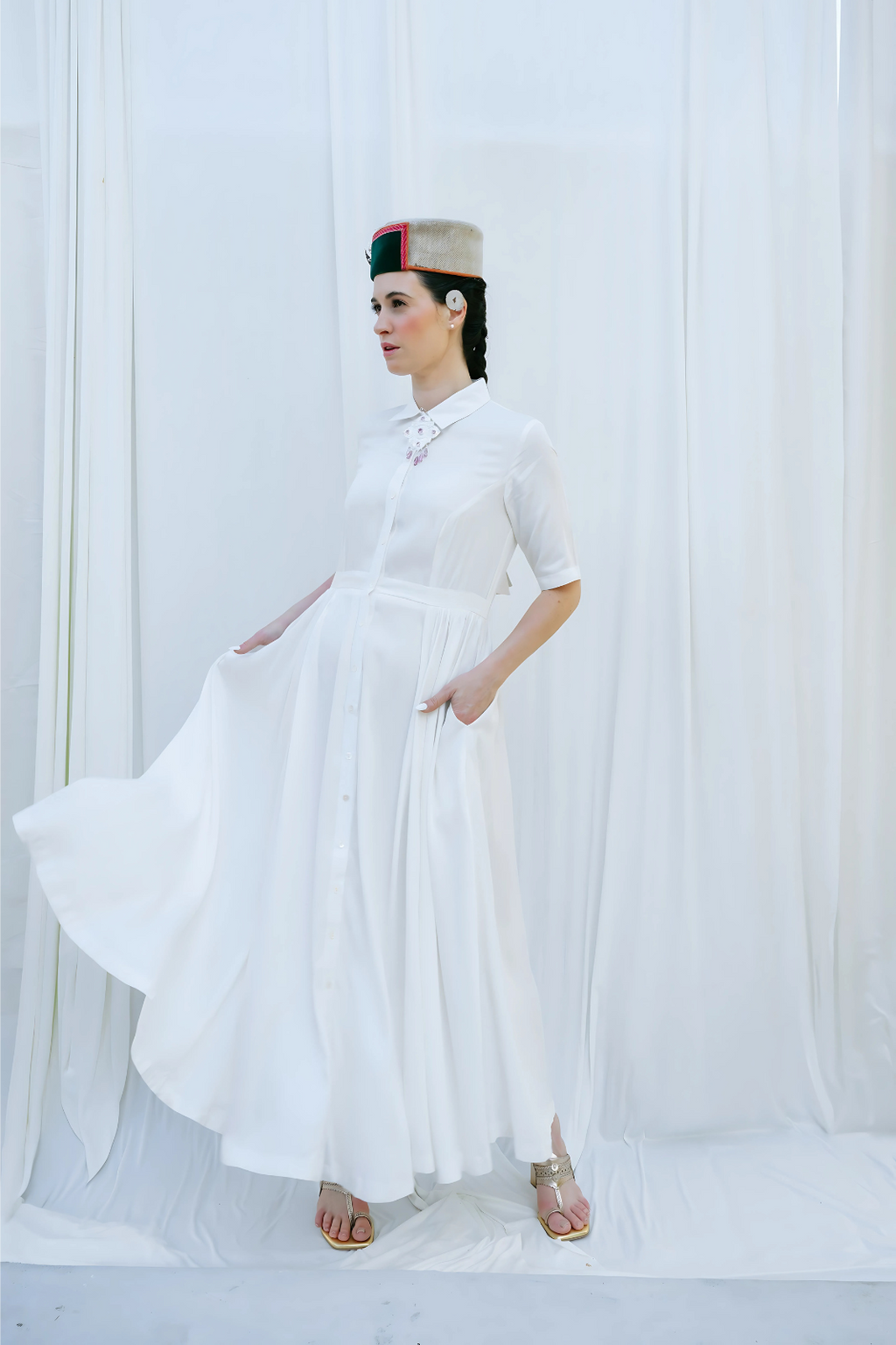 Long Shirt Dress With Side Gathers