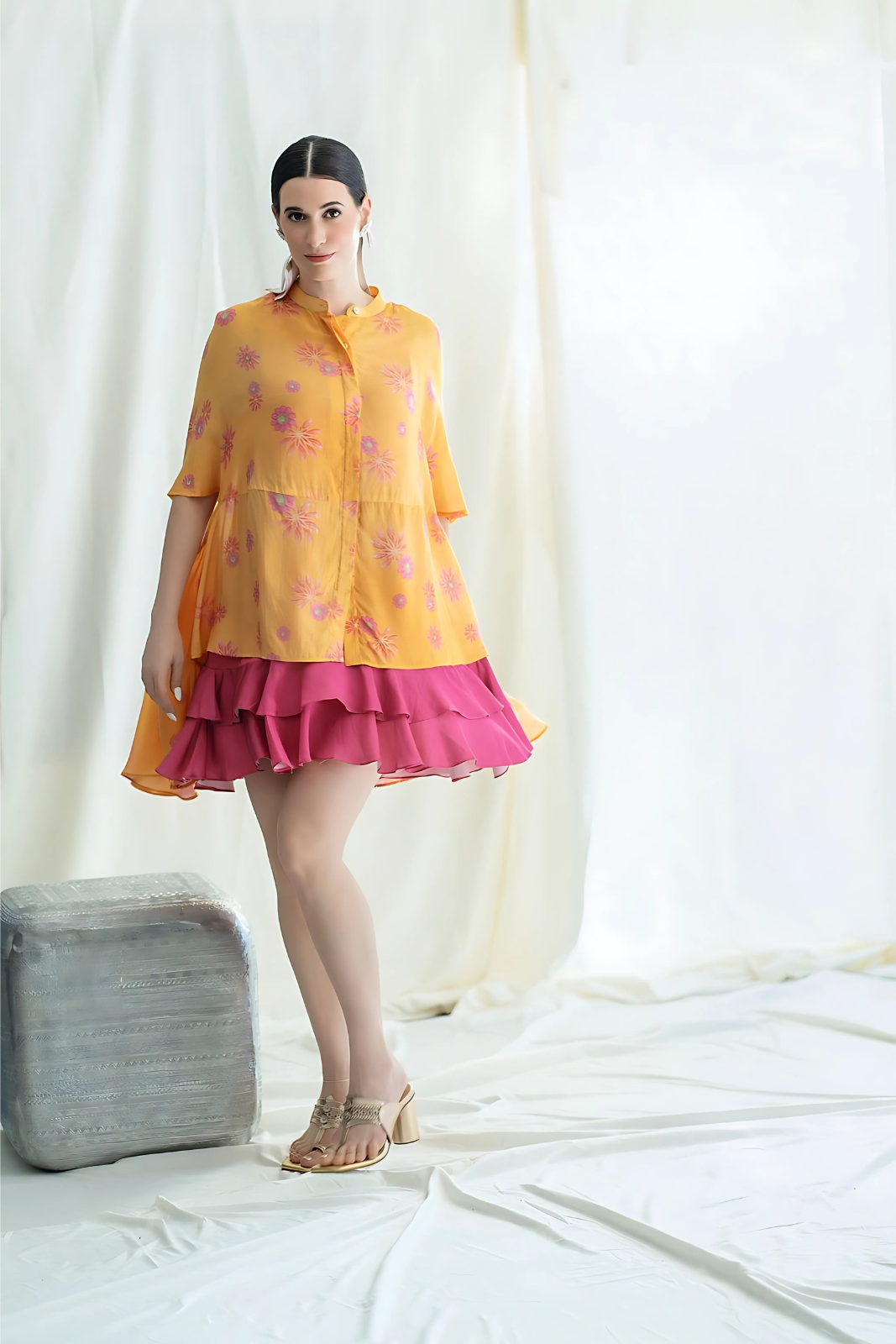 Flowy High low shirt top, front open