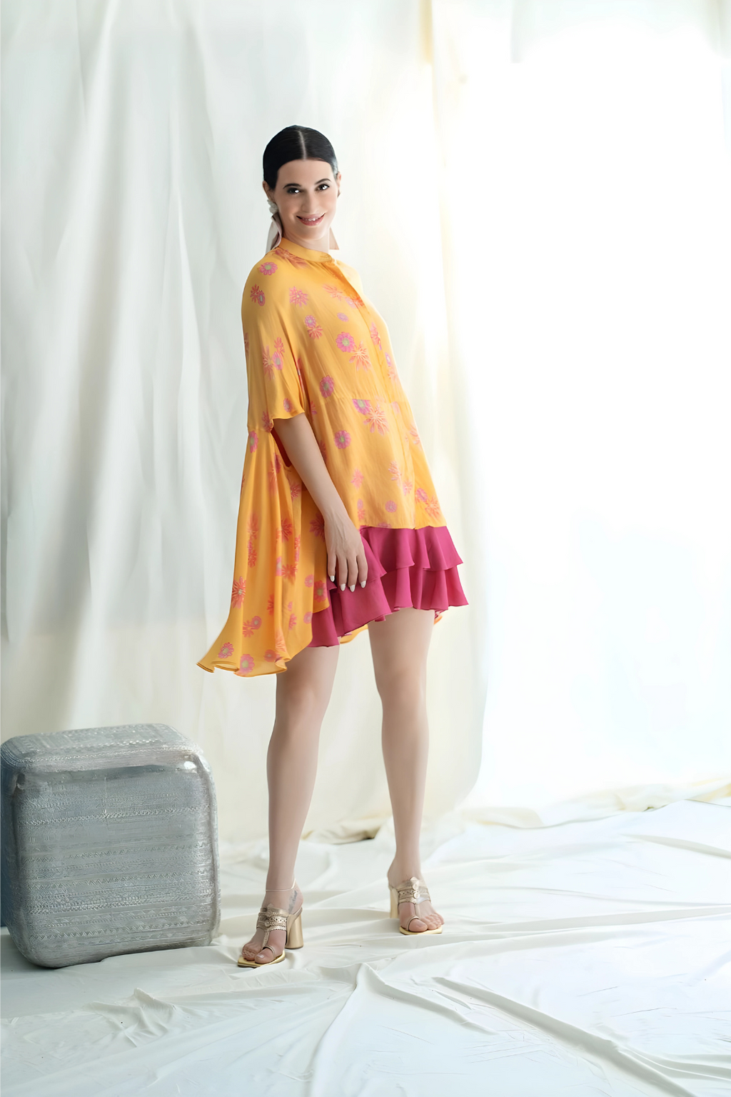 Flowy High low shirt top, front open