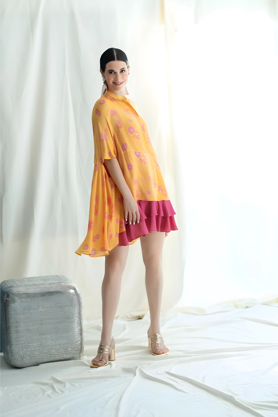 Flowy High low shirt top, front open