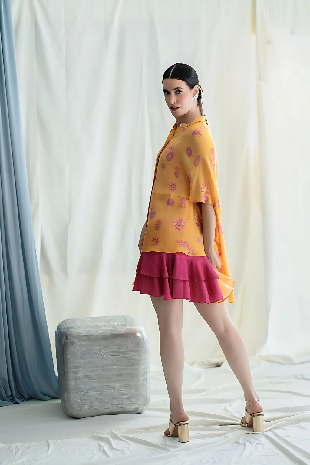 Flowy High low shirt top, front open