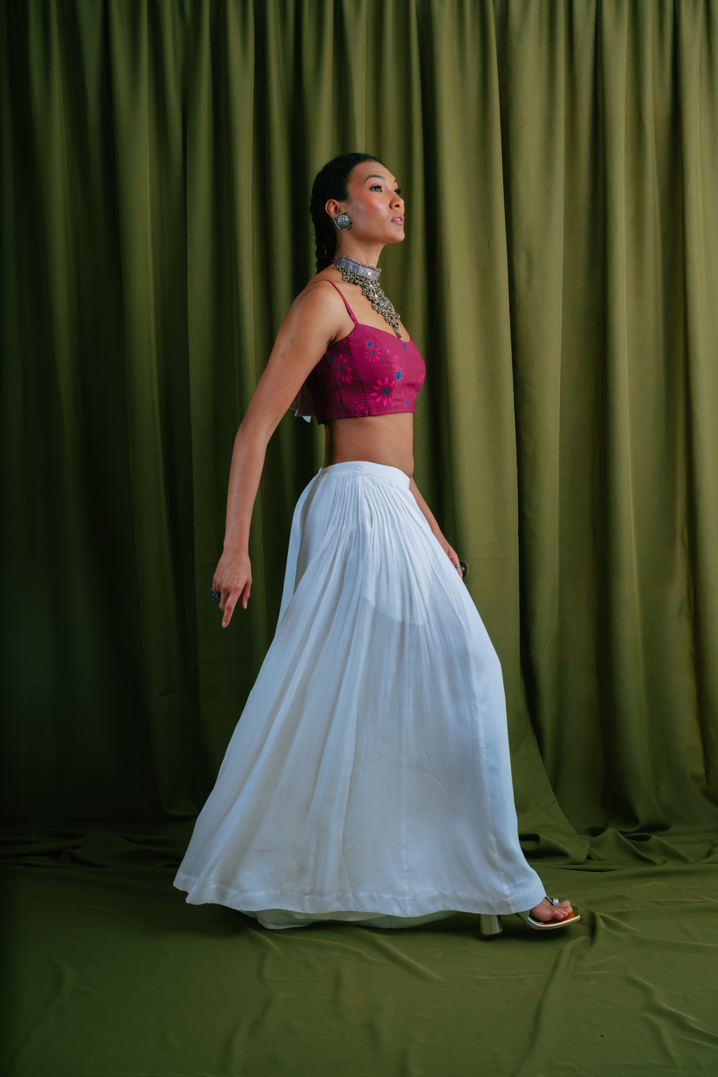 Panelled Pants with Side Gathers