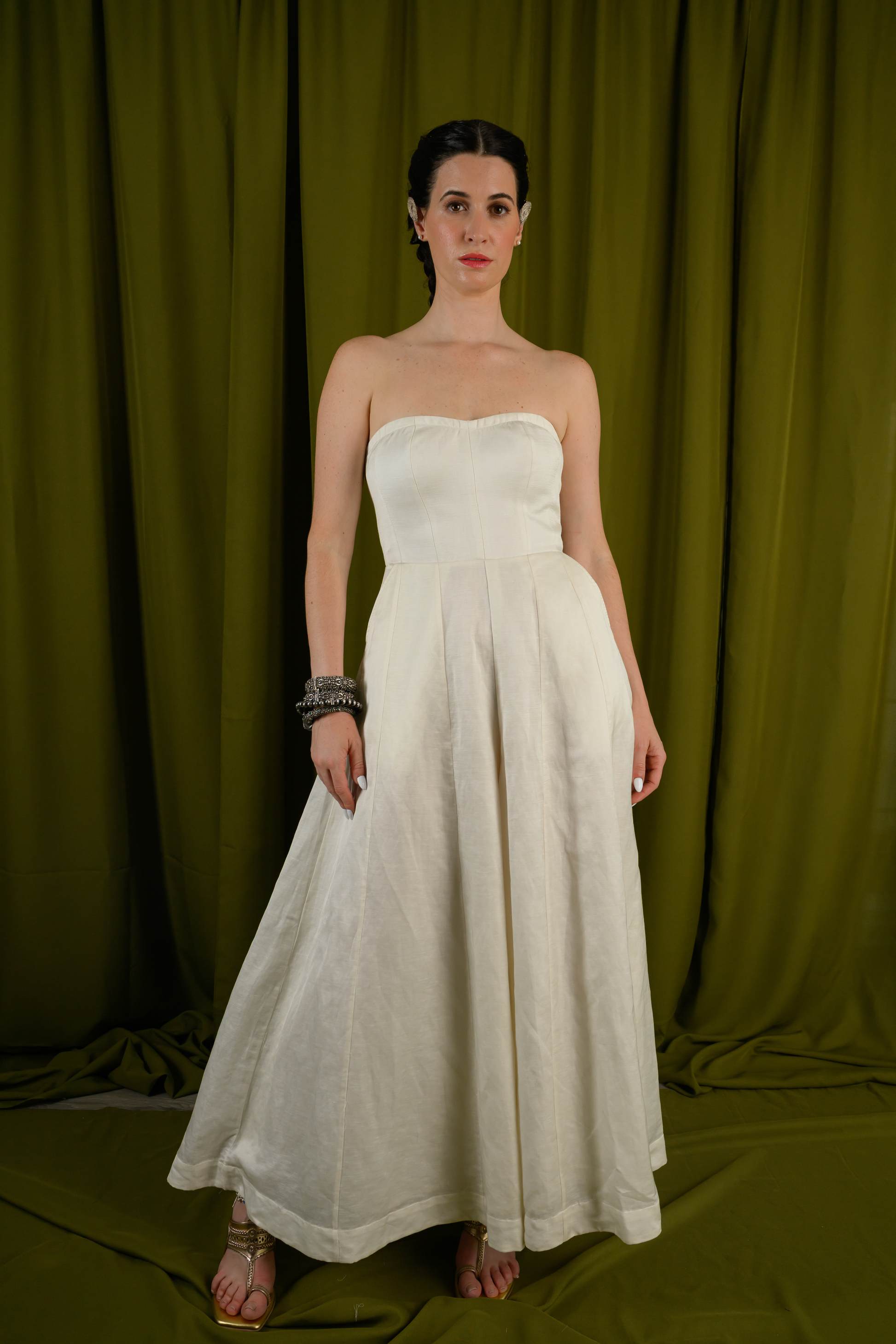 Panelled Fit & Flare Off Shoulder Jumpsuit