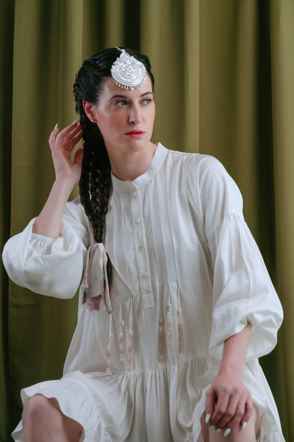 Tiered Dress with Button Down Yoke