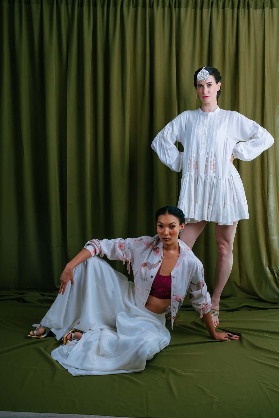 Tiered Dress with Button Down Yoke