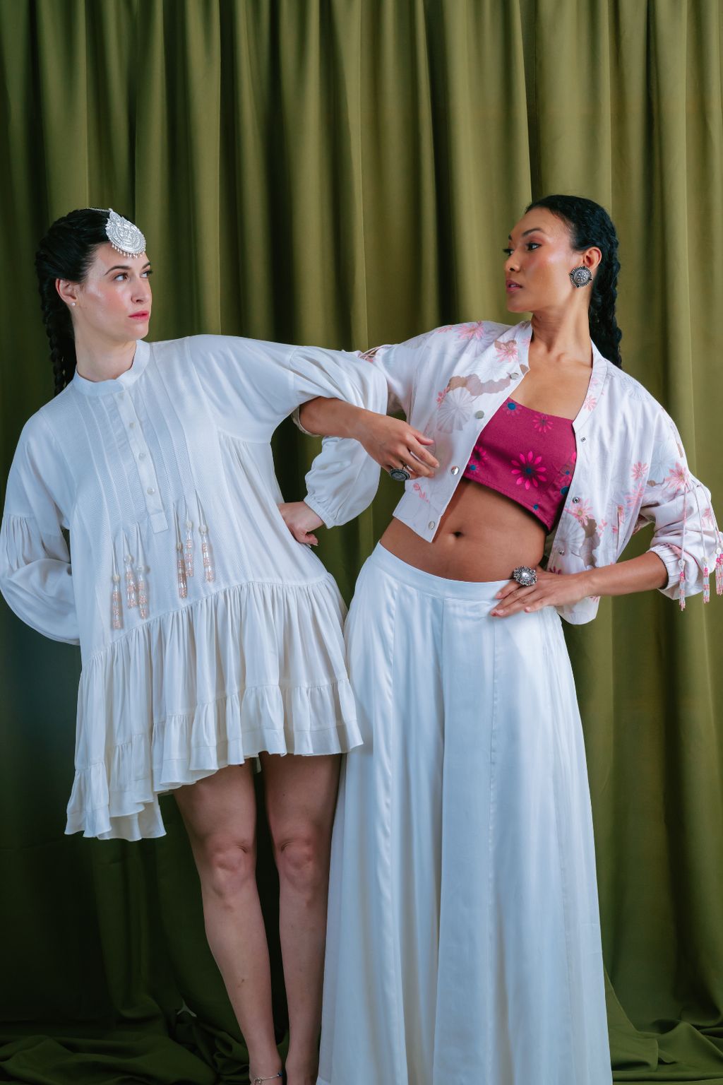 Tiered Dress with Button Down Yoke