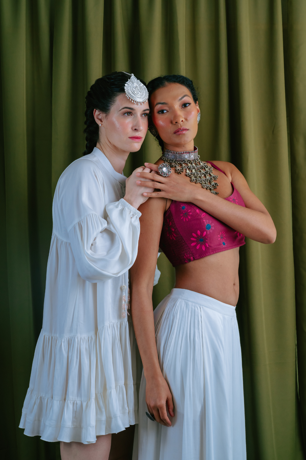 Tiered Dress with Button Down Yoke