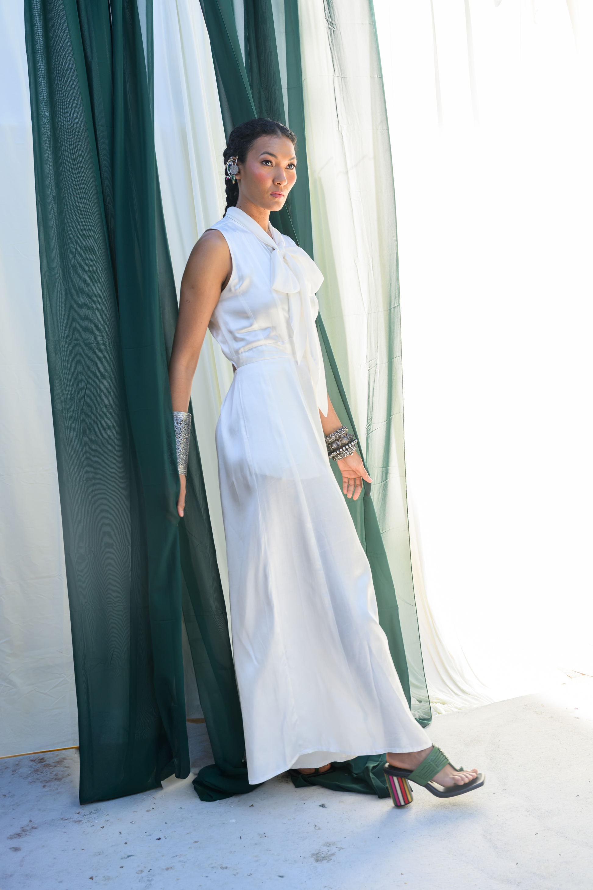 Sleeveless Fit And Flare Paneled Jumpsuit