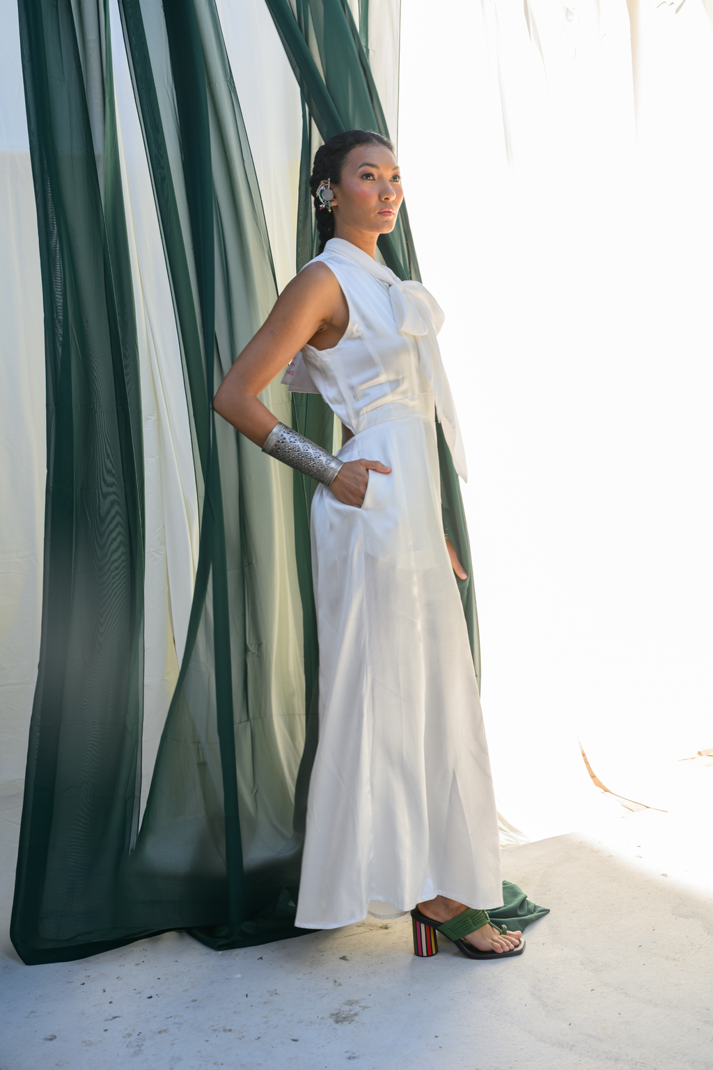 Sleeveless Fit And Flare Paneled Jumpsuit