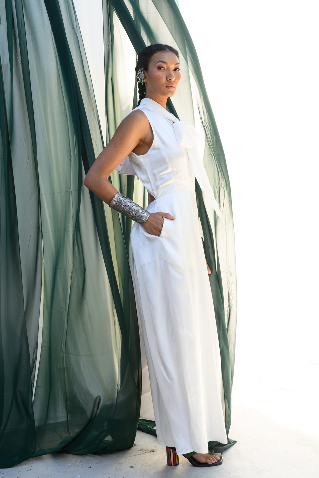 Sleeveless Fit And Flare Paneled Jumpsuit