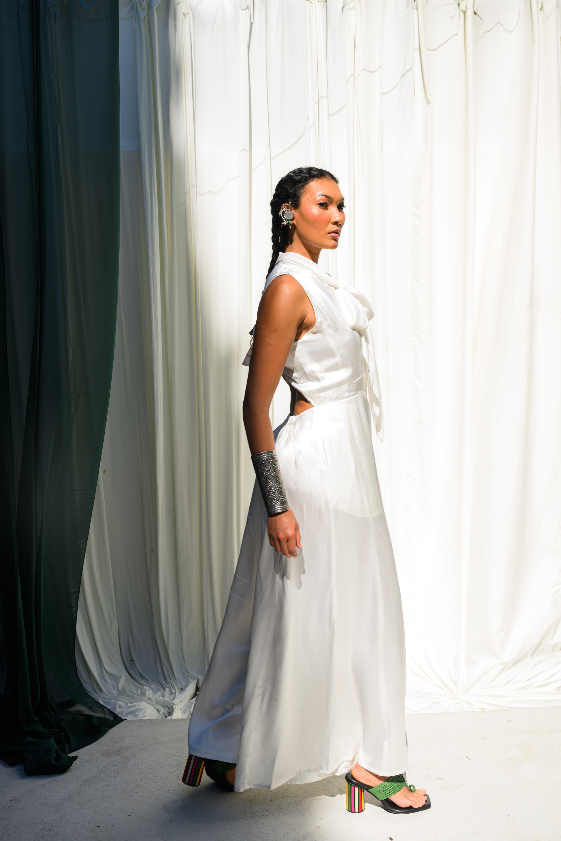 Sleeveless Fit And Flare Paneled Jumpsuit